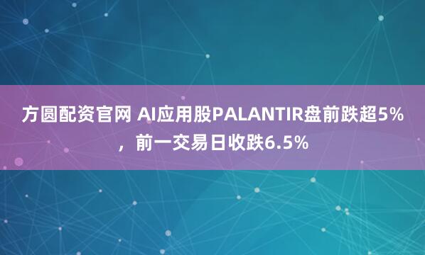 方圆配资官网 AI应用股PALANTIR盘前跌超5%，前一交易日收跌6.5%